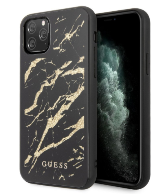 Чехол-накладка для iPhone 11 Pro Guess Double Layer Marble Hard Tempered glass, Black (GUHCN58MGGBK)