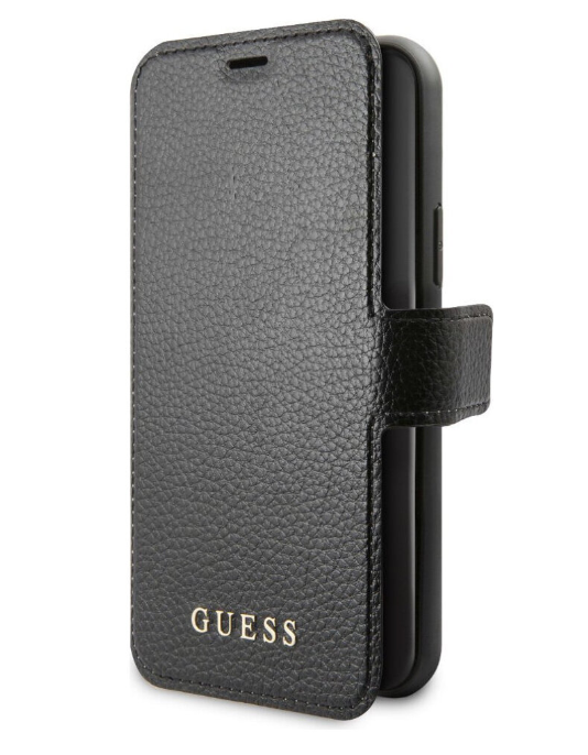 Чехол-книжка для iPhone 12 / 12 Pro (6.1) Guess Iridescent Booktype PU, Black/Black (GUFLBKSP12MIGLBK)