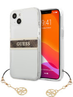 Чехол для iPhone 13 Guess PC/TPU 4G Stripe Hard Tranparent + Gold charm (GUHCP13MKB4GBR)