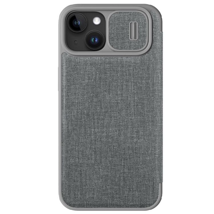 Тканевый чехол книжка Nillkin QIN Pro для iPhone 15, Grey