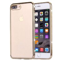 Силиконовый чехол для iPhone 8 Plus / 7 Plus со стразами на рамке, прозрачный Diamond TPU (Gold)