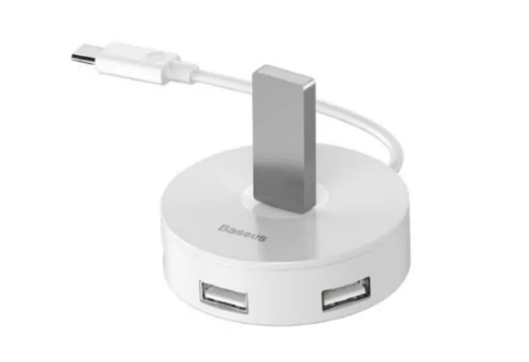 Переходник-адаптер Baseus Round box HUB Type-C to USB 3.0х1+USB 2.0х3 White (CAHUB-G02)