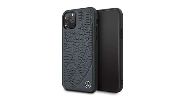 Кожаный чехол-накладка для iPhone 11 Pro Mercedes Bow Quilted/perforated Hard Leather, Blue (MEHCN58DIQNA)