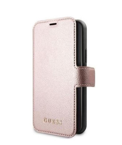 Чехол-книжка для iPhone 12 / 12 Pro (6.1) Guess Iridescent Booktype PU, Pink/Black (GUFLBKSP12MIGLRG)