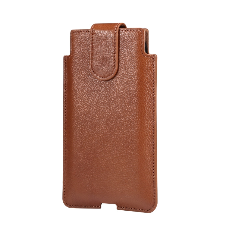 Универсальный кожаный чехол карман с креплением на ремень для смартфонов до 7.2" (коричневый)