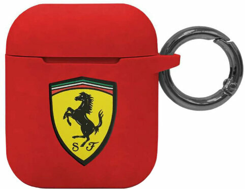 Силиконовый чехол Ferrari Silicone Case с кольцом для AirPods 1/2, Red (FESACCSILSHRE)