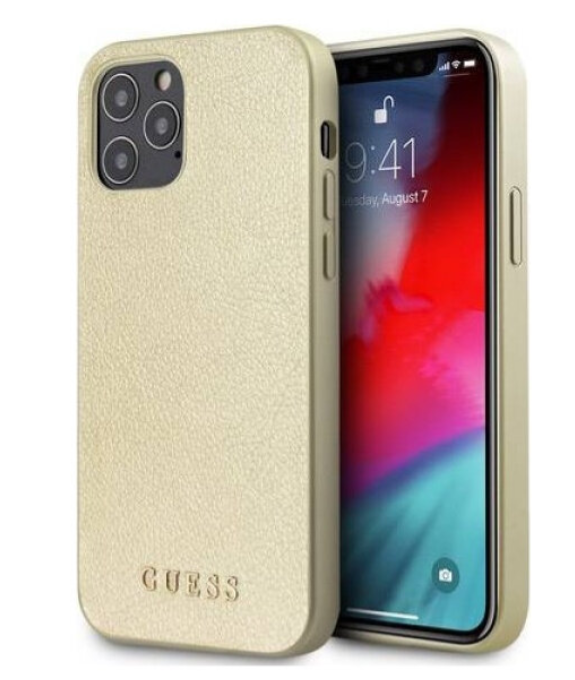 Чехол-накладка для iPhone 12 / 12 Pro (6.1) Guess Iridescent Hard PU, Gold (GUHCP12MIGLGO)