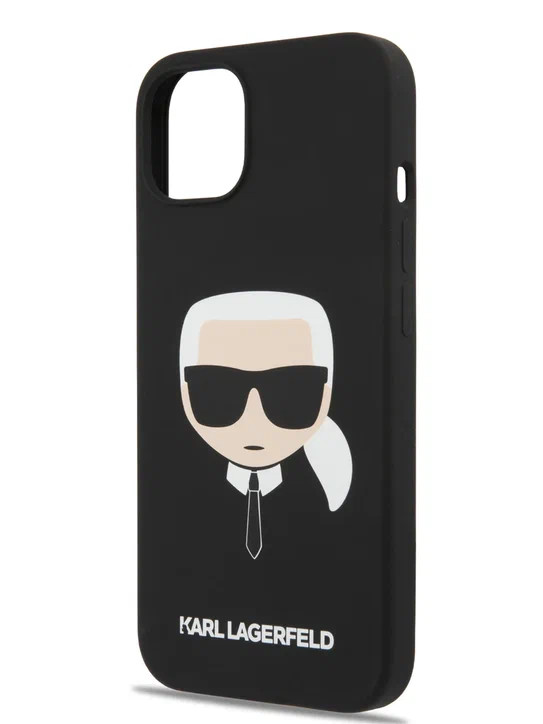 Чехол для iPhone 13 Lagerfeld Liquid silicone Karl's Head Hard Black (KLHCP13MSLKHBK)