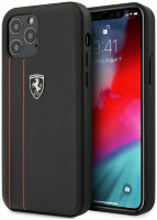 Чехол-накладка Ferrari для iPhone 12 Pro Max (6.7) Off-Track Genuine Leather Stitched Stipe Hard Black (FEODIHCP12LBK)
