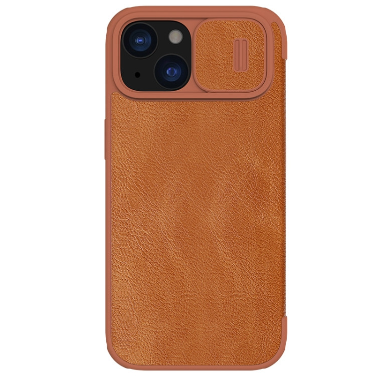 Кожаный чехол книжка Nillkin QIN Pro для iPhone 15, Brown