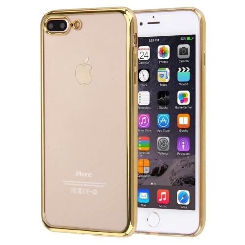 Прозрачный гелевый чехол для iPhone 7 Plus / 8 Plus  с рамкой (Gold)