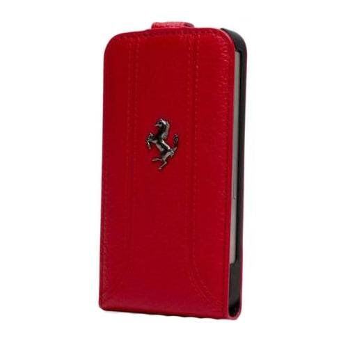 Кожаный чехол с флипом для iPhone 5C Ferrari FF-Collection Flip Red (FEFFFLPMRE)