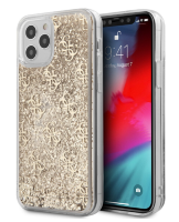 Чехол-накладка для iPhone 12 Pro Max (6.7) Guess Liquid Glitter 4G Hard, Gold (GUHCP12LLG4GSLG)