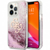 Чехол для iPhone 13 Pro Max Guess Liquid Glitter 4G Big logo Hard Pink (GUHCP13XLG4GPI)