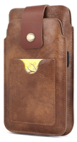 Кожаный чехол карман кобура с двумя отделениями для смартфона до 7.2" (Brown)