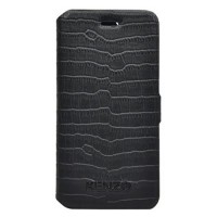 Кожаный чехол книжка Kenzo для iPhone 6/6S под кожу крокодила (черный) Croco Folio Noir KZCROCOFOIP64N