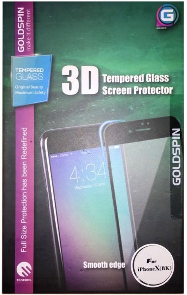Защитное 3D стекло Goldspin для iPhone X, Black (GS-3D-IPX-B)