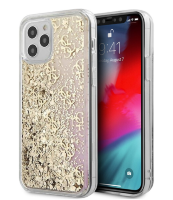 Чехол-накладка для iPhone 12 Pro Max (6.7) Guess Liquid Glitter 4G Hard, Gradient Gold (GUHCP12LLG4GGPIGO)