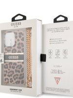 Чехол для iPhone 13 Guess PC/TPU Leopard Hard + Gold crossbody chain (GUHCP13MKBCLE)