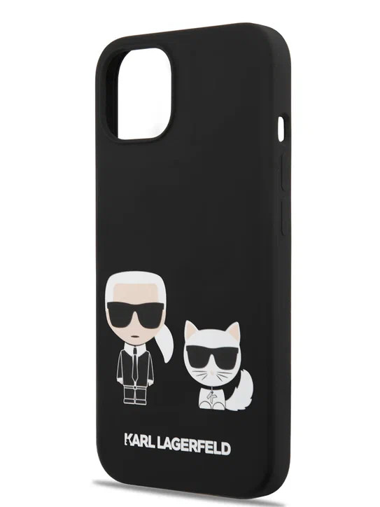 Чехол для iPhone 13 mini Lagerfeld Liquid silicone Karl & Choupette Hard Black (KLHCP13SSSKCK)