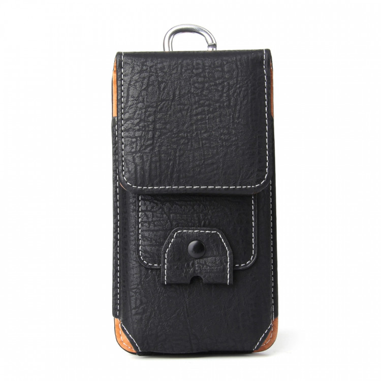 Вертикальный кожаный чехол кобура для смартфонов до 6.7" (Black)