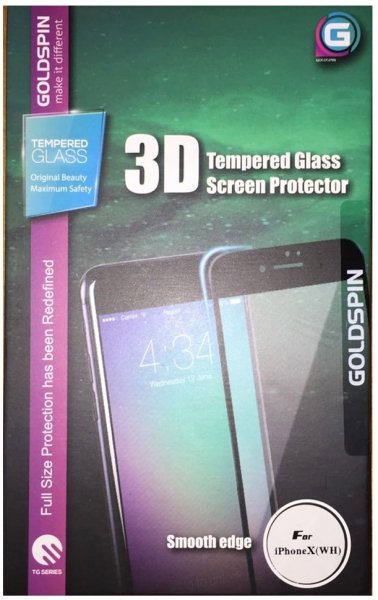 Защитное 3D стекло Goldspin для iPhone X, White (GS-3D-IPX-W)
