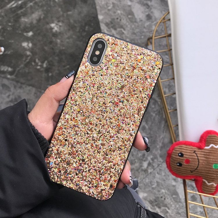 Блестящий чехол для iPhone X / XS Glitter Powder (Gold)