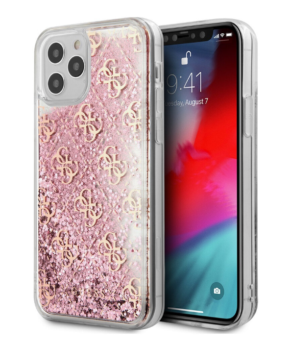 Чехол-накладка для iPhone 12 Pro Max (6.7) Guess Liquid Glitter 4G Hard, Pink gold (GUHCP12LLG4GSPG)