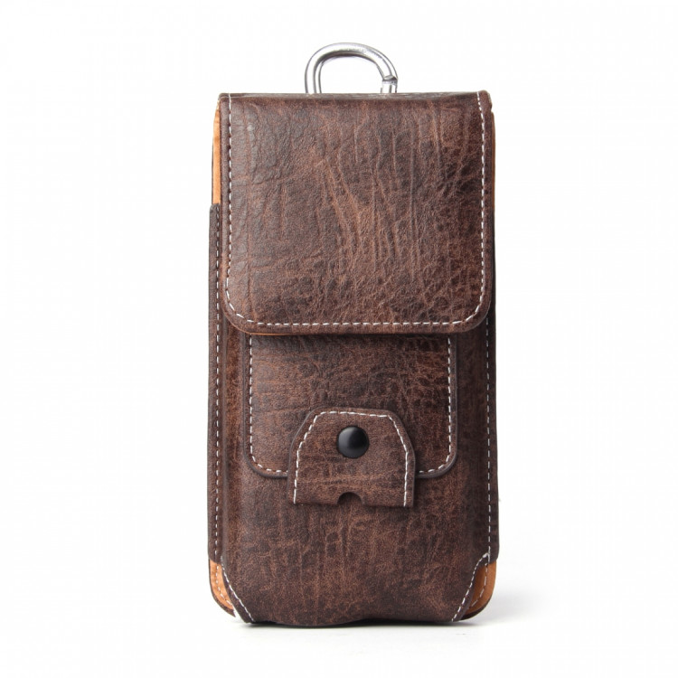 Вертикальный кожаный чехол кобура для смартфонов до 6.7" (Brown)