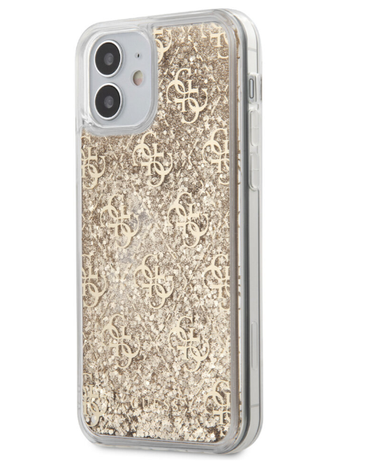 Чехол-накладка для iPhone 12 mini (5.4) Guess Liquid Glitter 4G Hard, Gold (GUHCP12SLG4GSLG)