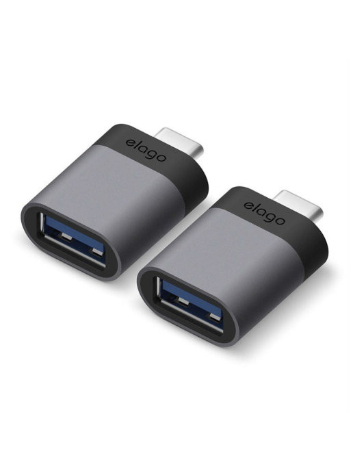 Адаптер USB-C to USB-A Elago Mini aluminium Dark grey (2 шт.) (EADP-ALUSBC-DG-2P)