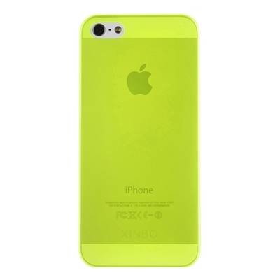 Чехол накладка XINBO Soft Touch для iPhone 5/5S/SE лимонный супертонкий 0,3мм (в комплекте пленка)