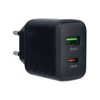 Сетевое зарядное устройство Hoco CS25A 20 Вт, USB-C и USB-A, чёрное