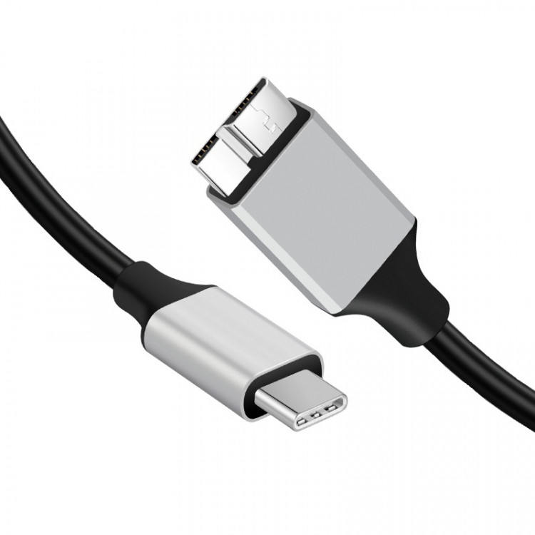 Type-С кабель Micro USB 3.0 (Micro B) для Samsung Galaxy S5 / Note 3 / HDD, 1 метр (черный)