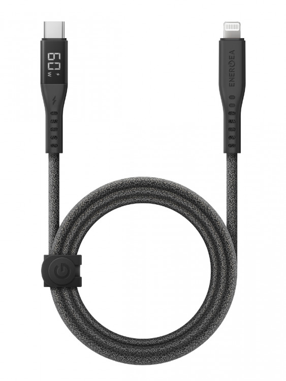Кабель EnergEA FLOW USB-C to Lightning MFI C94 3A с дисплеем Black 1.5м