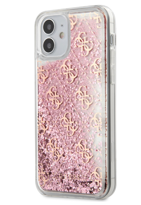 Чехол-накладка для iPhone 12 mini (5.4) Guess Liquid Glitter 4G Hard, Pink gold (GUHCP12SLG4GSPG)