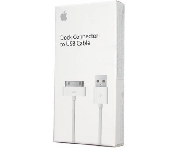 USB кабель 30 pin для iPad 2/3/4, iPhone 4/4S/3GS/iPod белый 1 метр