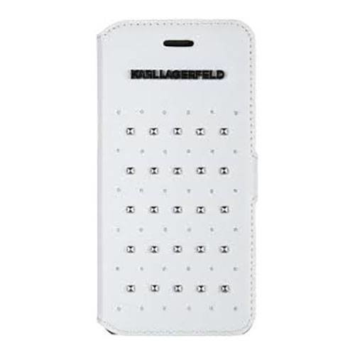 Кожаный чехол книжка для iPhone 6/6S Karl Lagerfeld Trendy Booktype White (KLFLHP6TRSW)