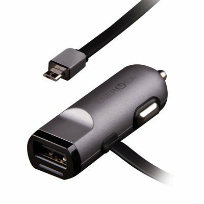 Автомобильное зарядное устройство EnergEA Active drive, USB +кабель micro-USB +адаптер Lightning 2.4A, Gunmetal (CAGAUSB-GMT)