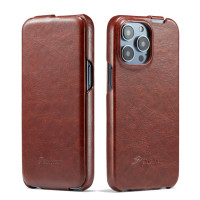 Кожаный чехол с вертикальным флипом для iPhone 14 Pro Max Fierre Shann (Brown)