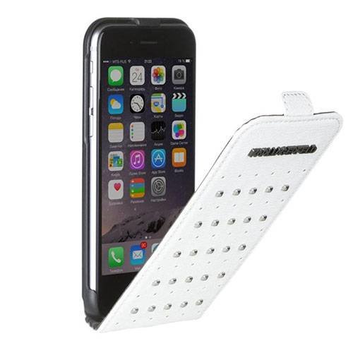 Кожаный чехол с флипом для iPhone 6/6S Karl Lagerfeld Trendy Flip White (KLFLP6TRSW)