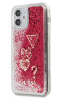 Чехол-накладка для iPhone 12 mini (5.4) Guess Liquid Glitter Charms Hard, Raspberry (GUHCP12SGLHFLRA)