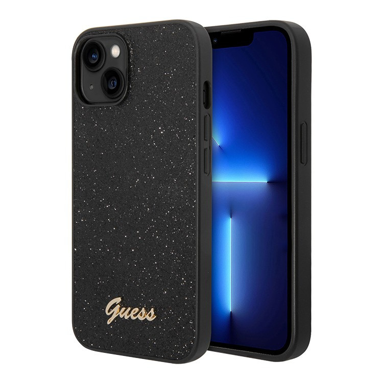 Чехол для iPhone 14 Guess PC/TPU Glitter flakes w Metal logo Hard Black (GUHCP14SHGGSHK)