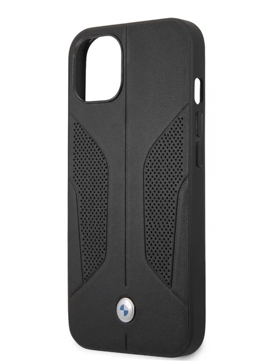 Кожаный чехол для iPhone 13 BMW Signature Genuine Perforated Hard MagSafe Black (BMHMP13MRSCSK)
