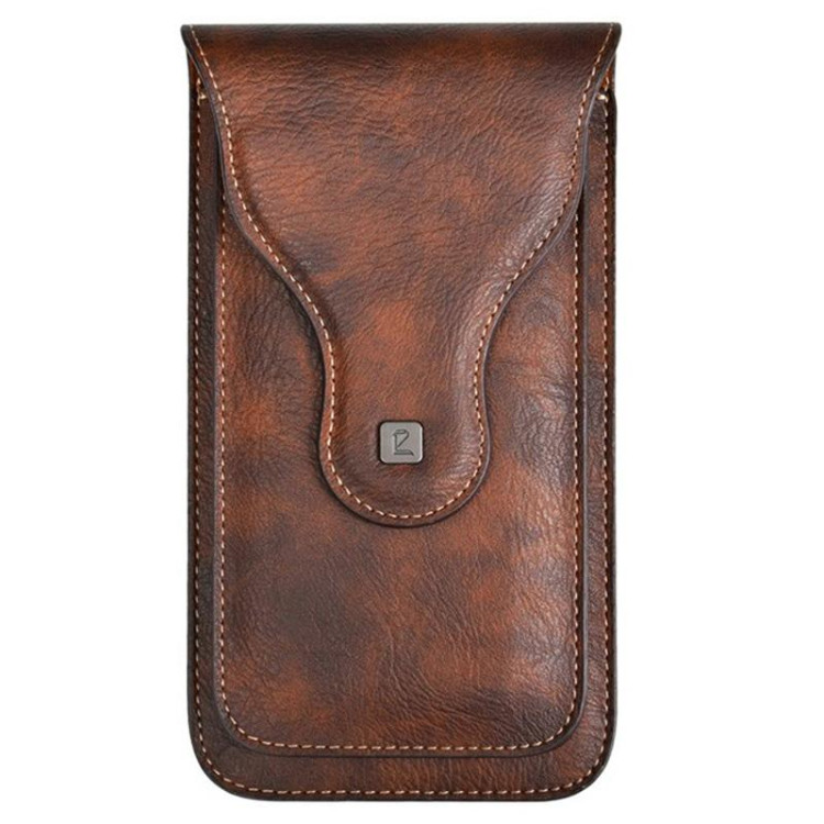 Кожаный чехол кобура VIETAO Crazy Horse с двумя отделениями для смартфонов до 6,7'' (Brown) Кожаный чехол кобура VIETAO Crazy Horse с двумя отделениями для смартфонов до 6,7'' (Brown)