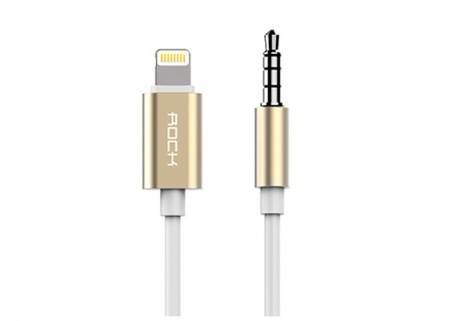 AUX кабель 3.5 mm - Lightning ROCK Audio Cable, Gold (RAU055) для 8 pin разъемов