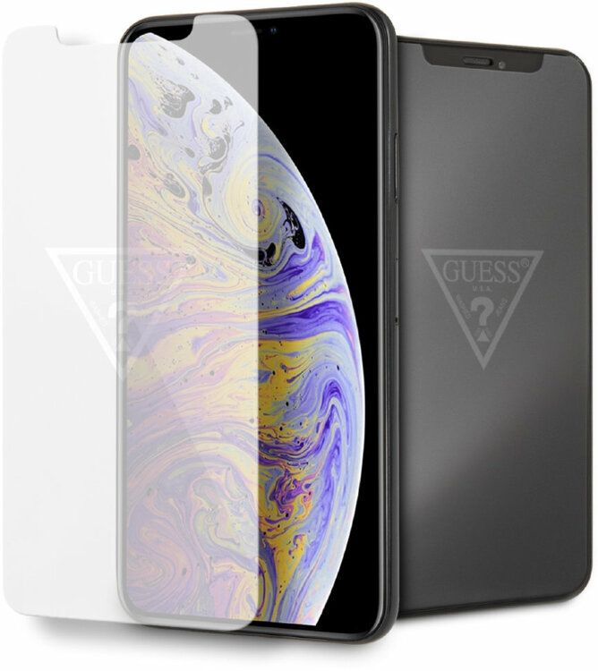 Защитное стекло Guess для iPhone XS Max / 11 Pro Max, Tempered glass Silver logo (GUTGMI65TR)