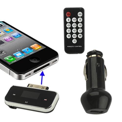 FM трансмиттер с пультом для iPhone 4/4S, iPad, 3GS, iPod черный (разъем 30 pin)