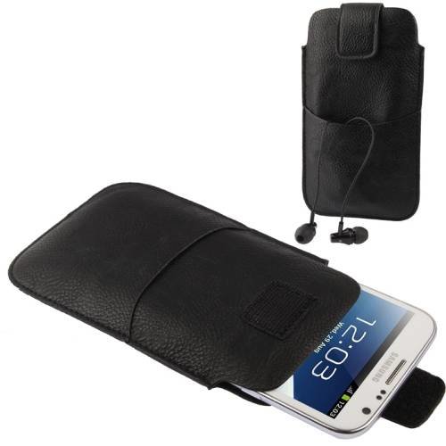 Универсальный кожаный чехол карман для смартфонов 5.5" - 6.0" с креплением на ремень (Black)