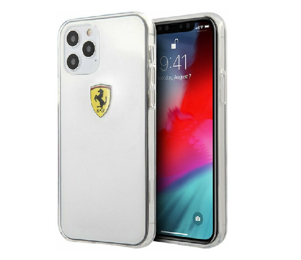 Чехол-накладка Ferrari для iPhone 12 Pro Max (6.7) On-Track PC/TPU Printed Logo Hard Transparent (FESTRHCP12LTR)